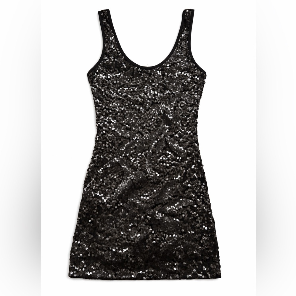 NWT Hot & Delicious Black Sequin Mini Dress Cocktail Party Club Dress XS